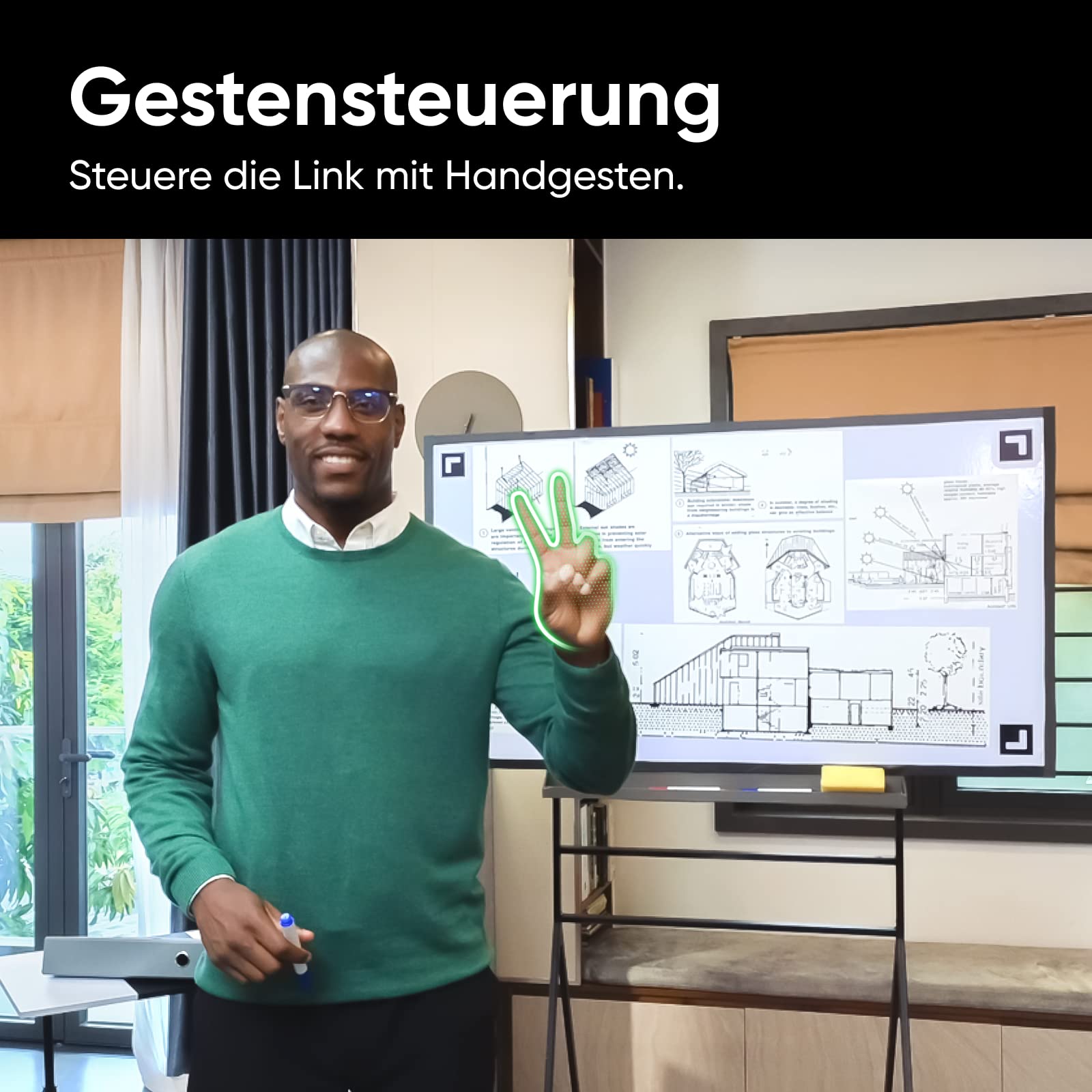 Insta360 Link - PTZ 4K Webcam mit 1/2"-Sensor, KI-Tracking, Gestensteuerung, HDR, Mikrofonen mit Rauschunterdrückung, Spezialmodi, für Laptop, Videokamera für Videokonferenzen, Live-Streaming