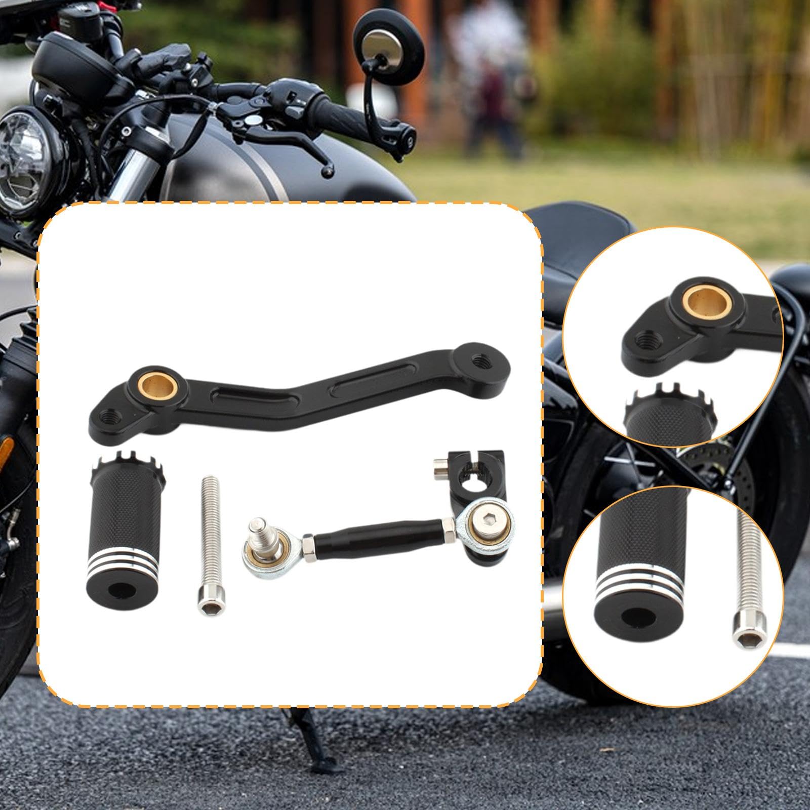 Leva Cambio Assemblaggio Pedale Freno Kit Completo Accessorio Alluminio Leggero Resistente per Motociclette Adatto a Viaggi Uso Urbano Guida Quot, Nero