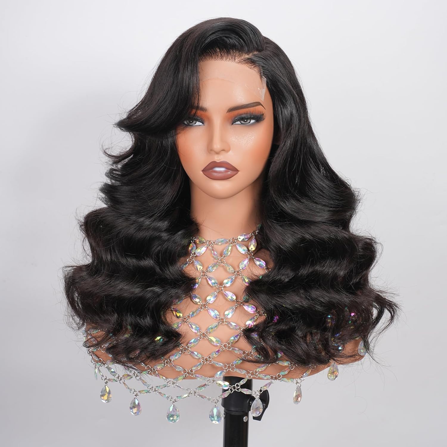 26Inch-300g SKINLIKE Real 5x5 HD Lace Closure Wigs Human Hair, 200% Density Body Wave Glueless Wig Pre-plucked with Drawstring, Bleached Knots 0.1mm Ultra-thin