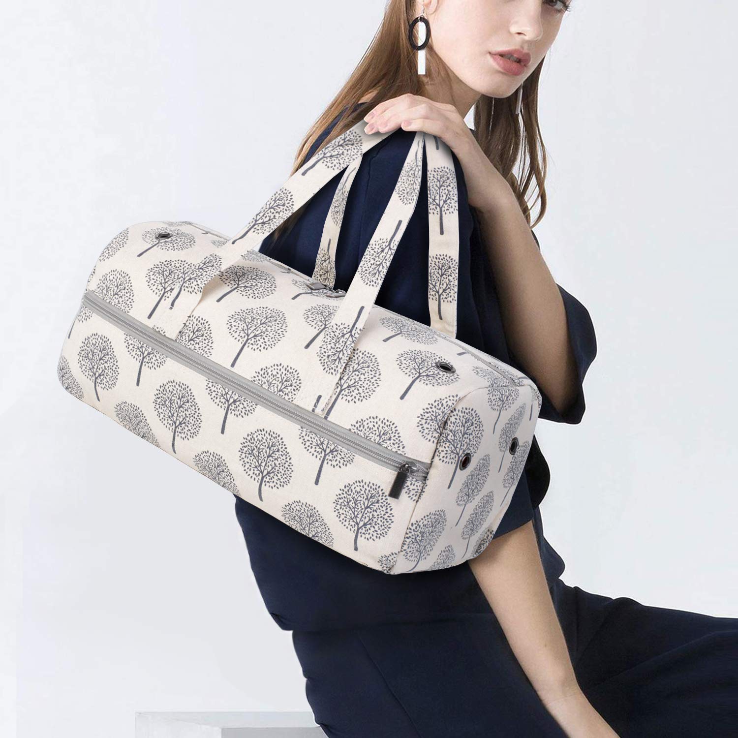 Luxja Borsa per maglieria, borsa per filati per matasse di filati, uncinetti, ferri da maglia (fino a 35,5 cm) e altri accessori, alberi