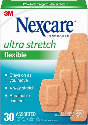 Nexcare Vendajes de tela flexible y resistente, 30 surtidos, paquete de 2