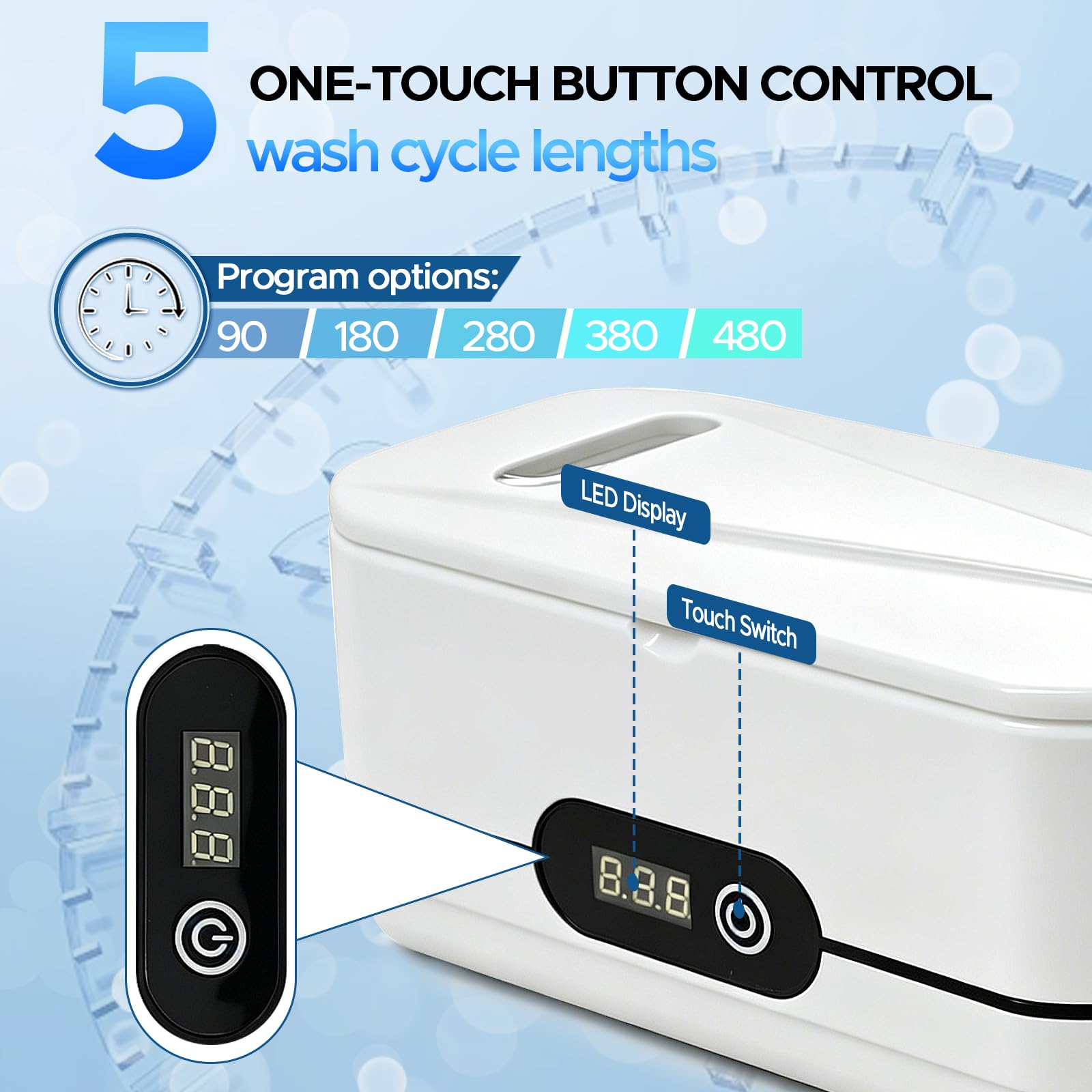 Nettoyeur Ultrasons, 45KHz UV Ultrasonic Cleaner 400ml