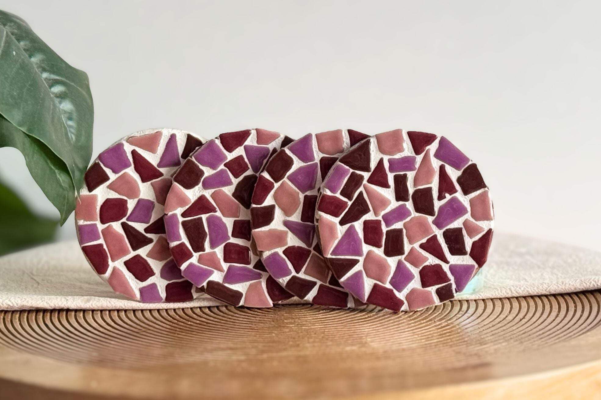 Little Creations Mosaic Coasters Set of 4 | Complete DIY Craft Set Adults | Creative Mosaic Coasters Craft | Versatile Coaster (Pink)
