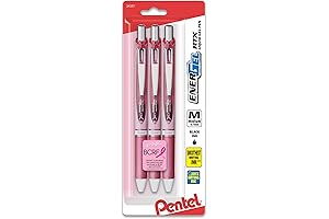 Pentel EnerGel RTX Retractable Liquid Gel Pens for Breast Cancer Awareness