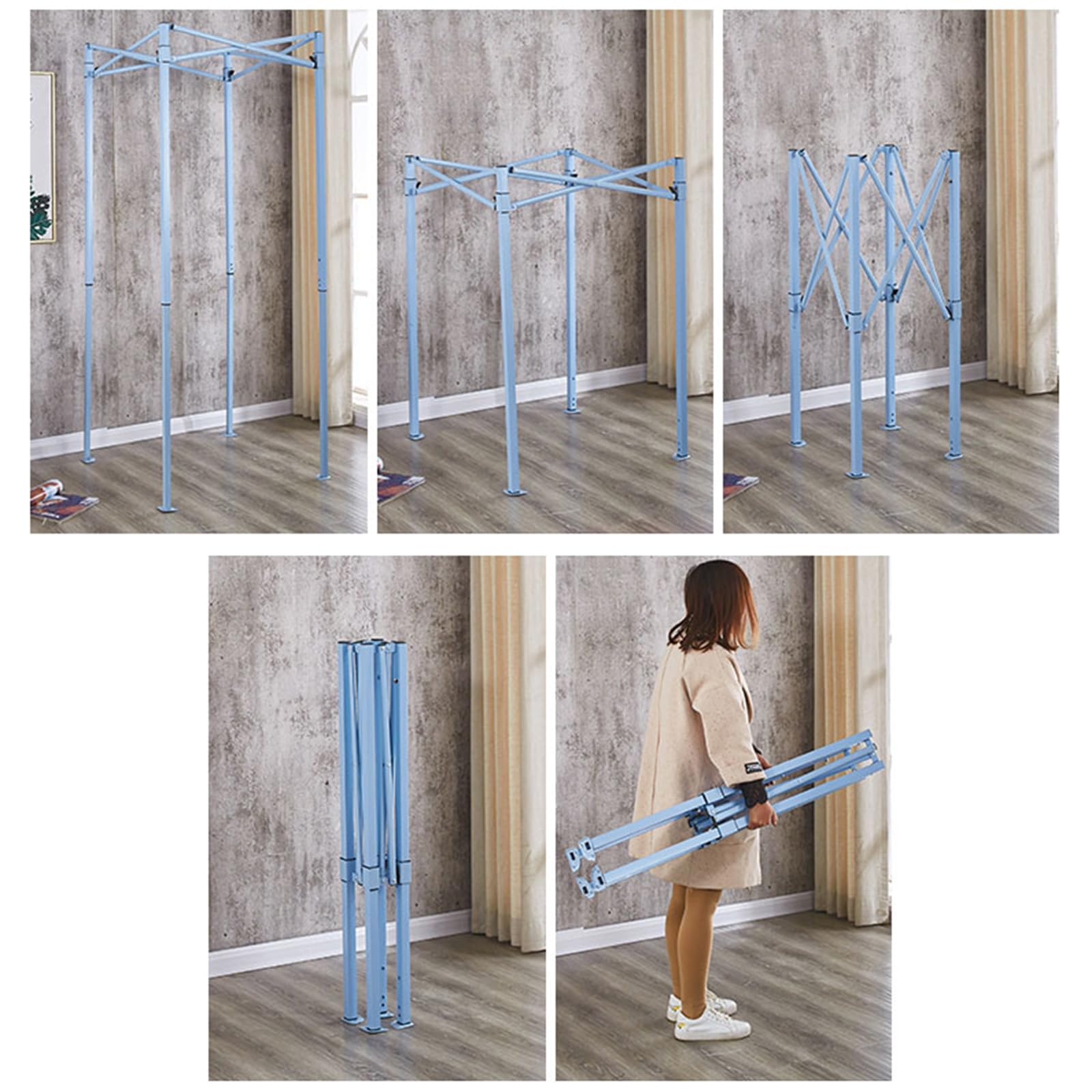 Umkleidekabine, Mobile Umkleidekabine, Tragbarer Umkleidekabine Freistehend, Bodenstehende Temporärer Einfacher Anproberaum, Sichtschutz Vorhänge für Büro Einkaufszentrum (Black, 100X100X200CM)