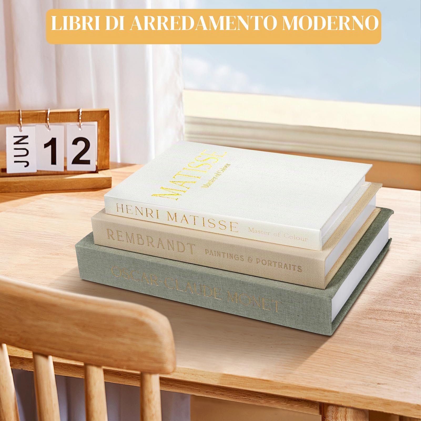 Tefola Set di 3 libri decorativi, set di libri falsi, scatola portaoggetti in lino finto per libreria, tavolini da caffè, decorazioni per la casa