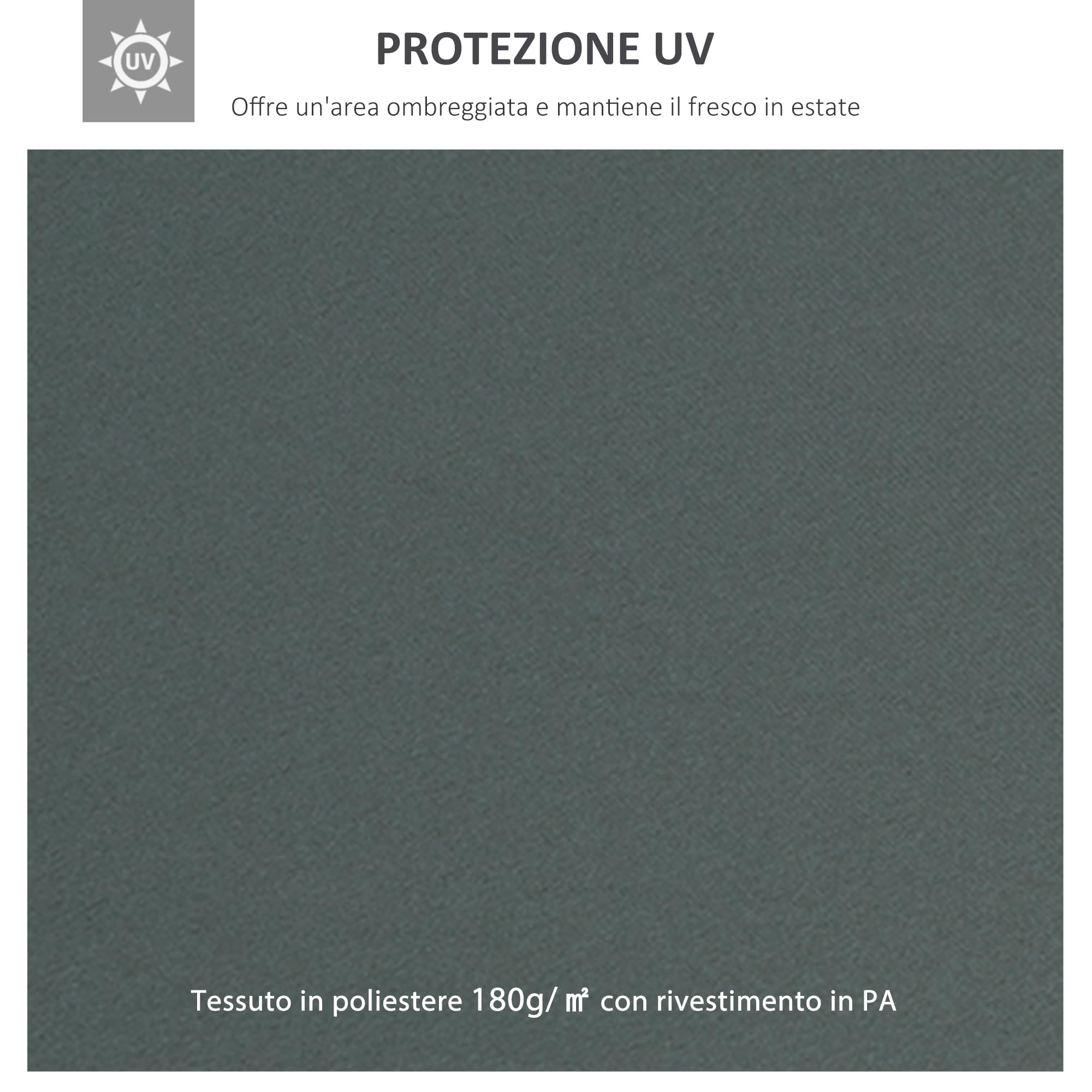 Outsunny Copertura per Gazebo da Giardino Tetto Sostitutivo Anti-UV Impermeabile 3x4m Grigio Antracite