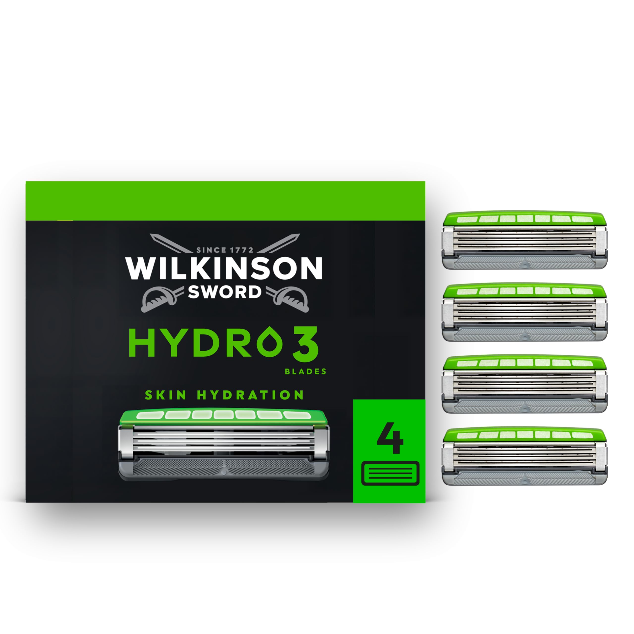 Wilkinson Sword Hydro 3 Men’s Razor Blade Refills, 4 Pack