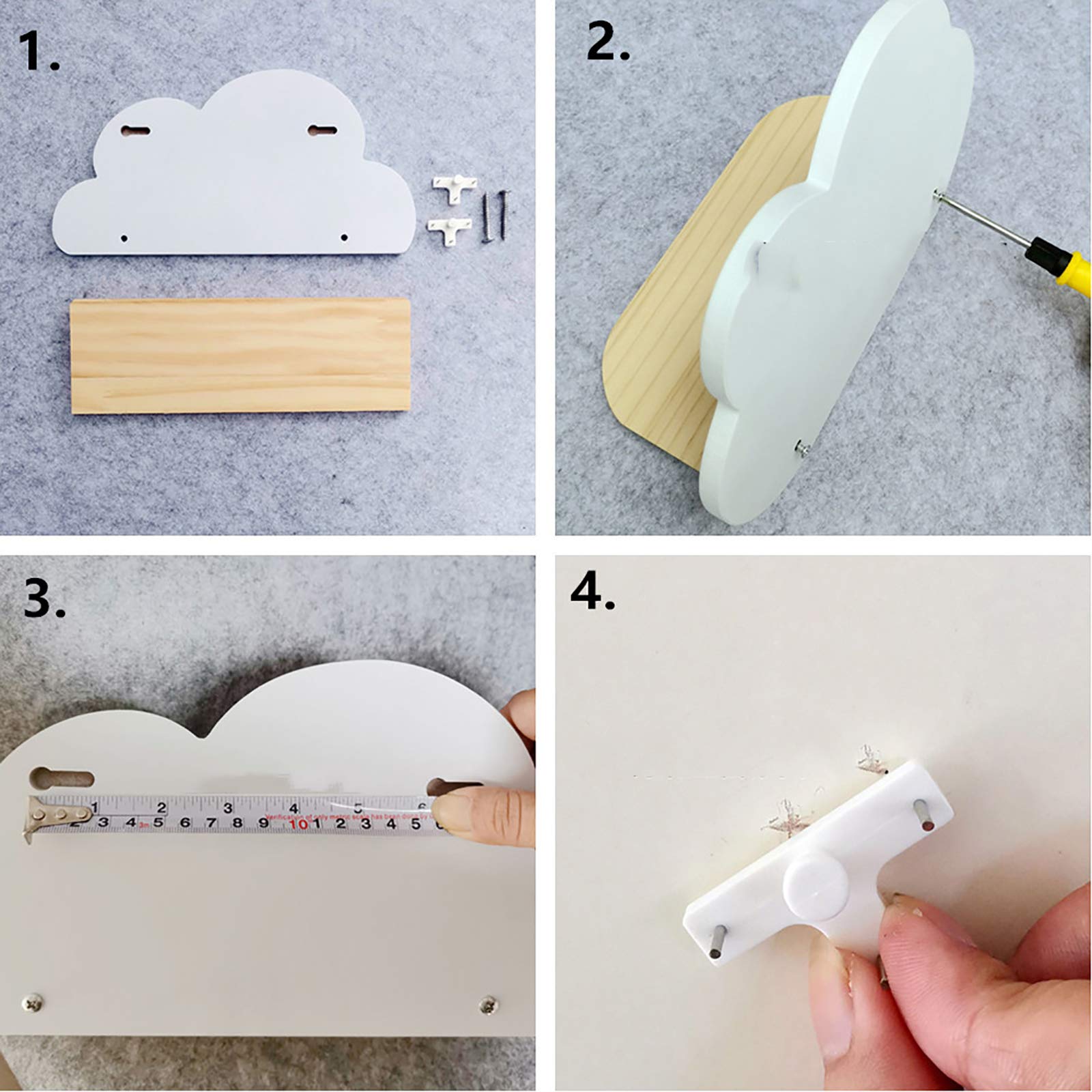 2 mensole a forma di nuvola per cameretta dei bambini o camera da letto, mensola portaoggetti galleggianti per camera da letto dei bambini, decorazione da parete rosa