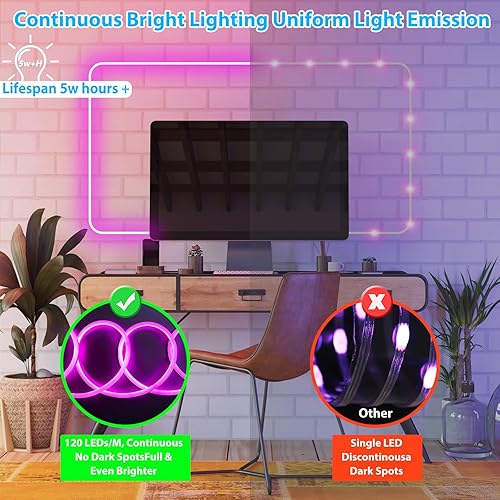 Miniatura 4 de Tira de luces LED RGB de 65.6 pies, impermeable, de grado comerial, con control remoto, tira de luces de neón enchufables de 110 V 120 V con