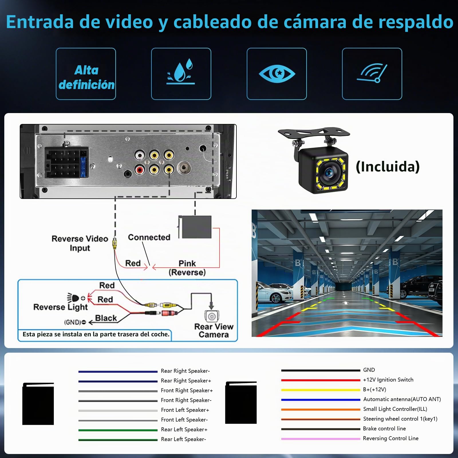 Hikity Radio Coche 1 DIN con Pantalla de 9 Pulgadas, Radio 1 DIN con Carplay Android Auto Inalámbrica Reproducción de Video en Línea Salida de Video Radio FM BT SWC Pantalla Táctil CAM+Mic
