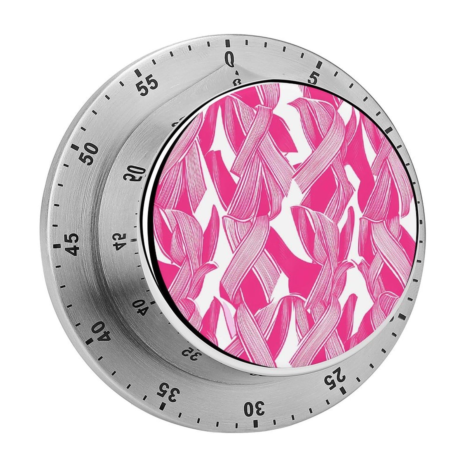 Breast Cancer Ribbon Magnetic Timer for Kitchen Cooking Productivity Stainless Steel Timers with Alarm