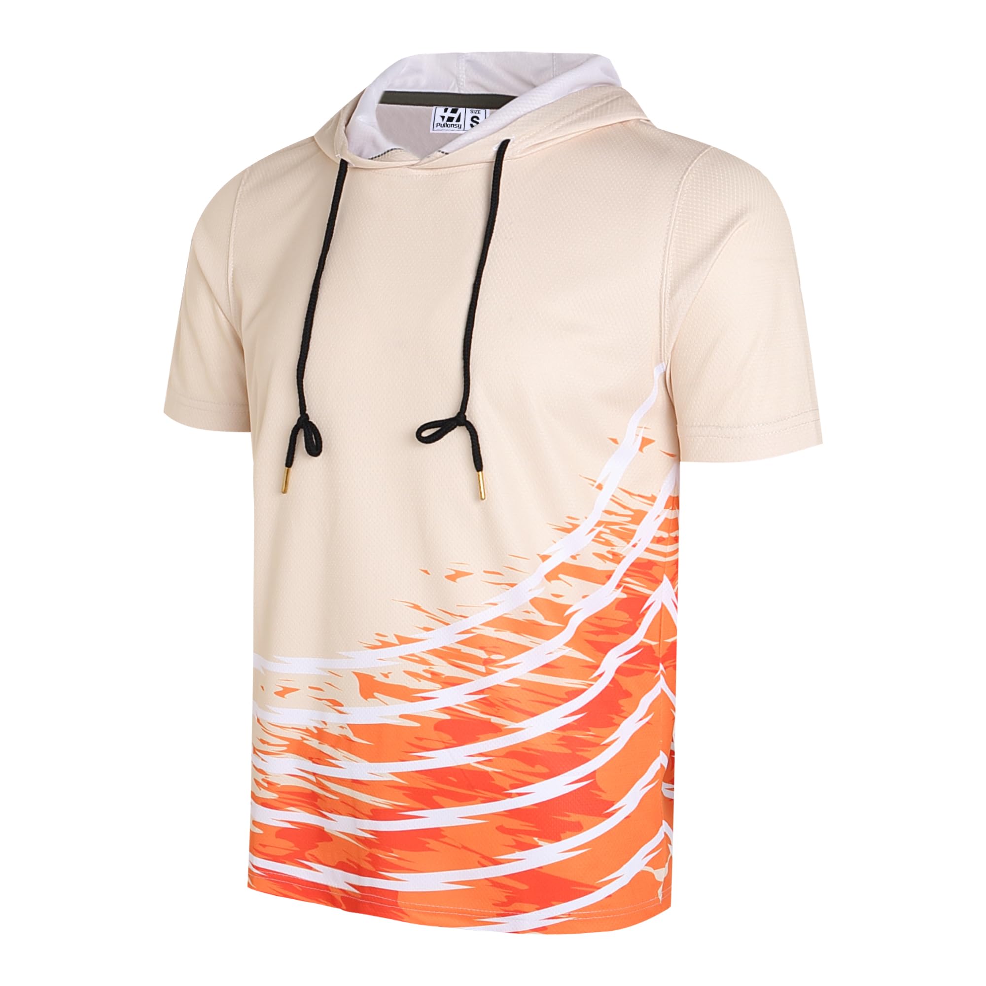 Pullonsy Men's Short Sleeve Hoodies Dry Fit Lightweight Soft Hooded T-Shirt Athletic Pullover Tops