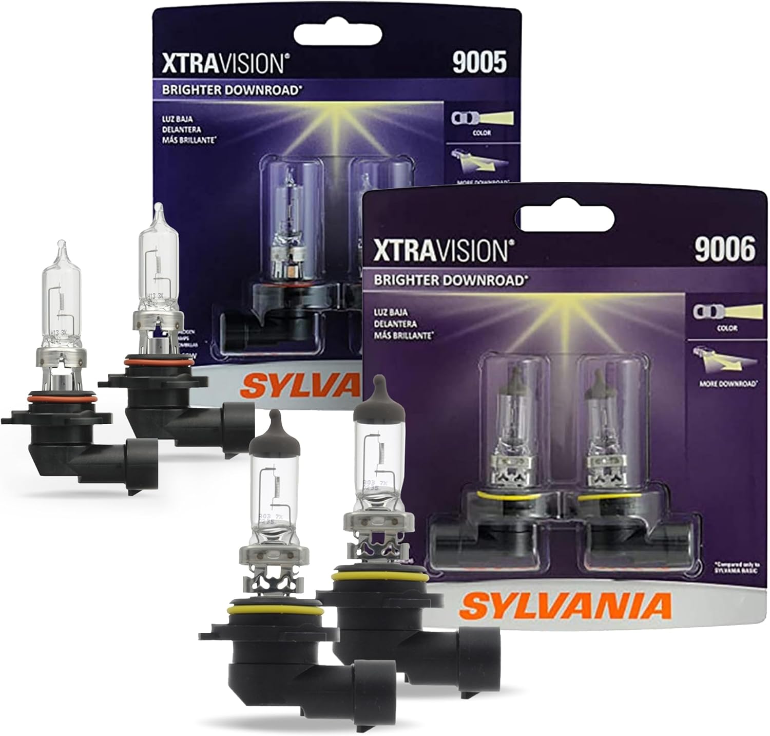 SYLVANIA 9005 and 9006 XtraVision Bundle - Halogen Headlight Bulbs, (Contains 4 Bulbs)