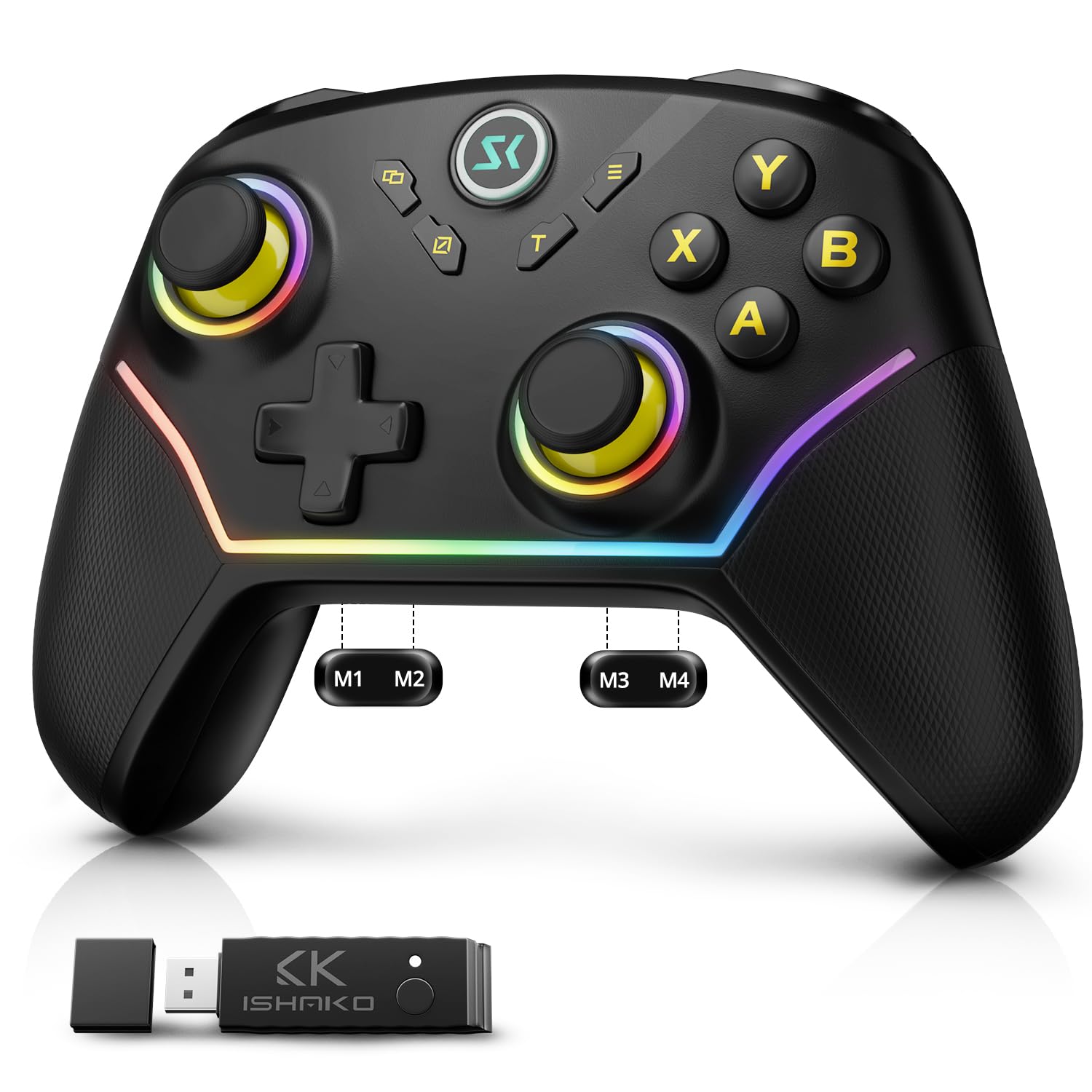 CHENGDAO 2,4G kabelloser Controller für PC/Windows/OLED/Lite/Android, Gamepad mit Hall-Effekt-Sensing-Joysticks und Hall-Triggern, mehrplattformkompatibel (Schwarz)