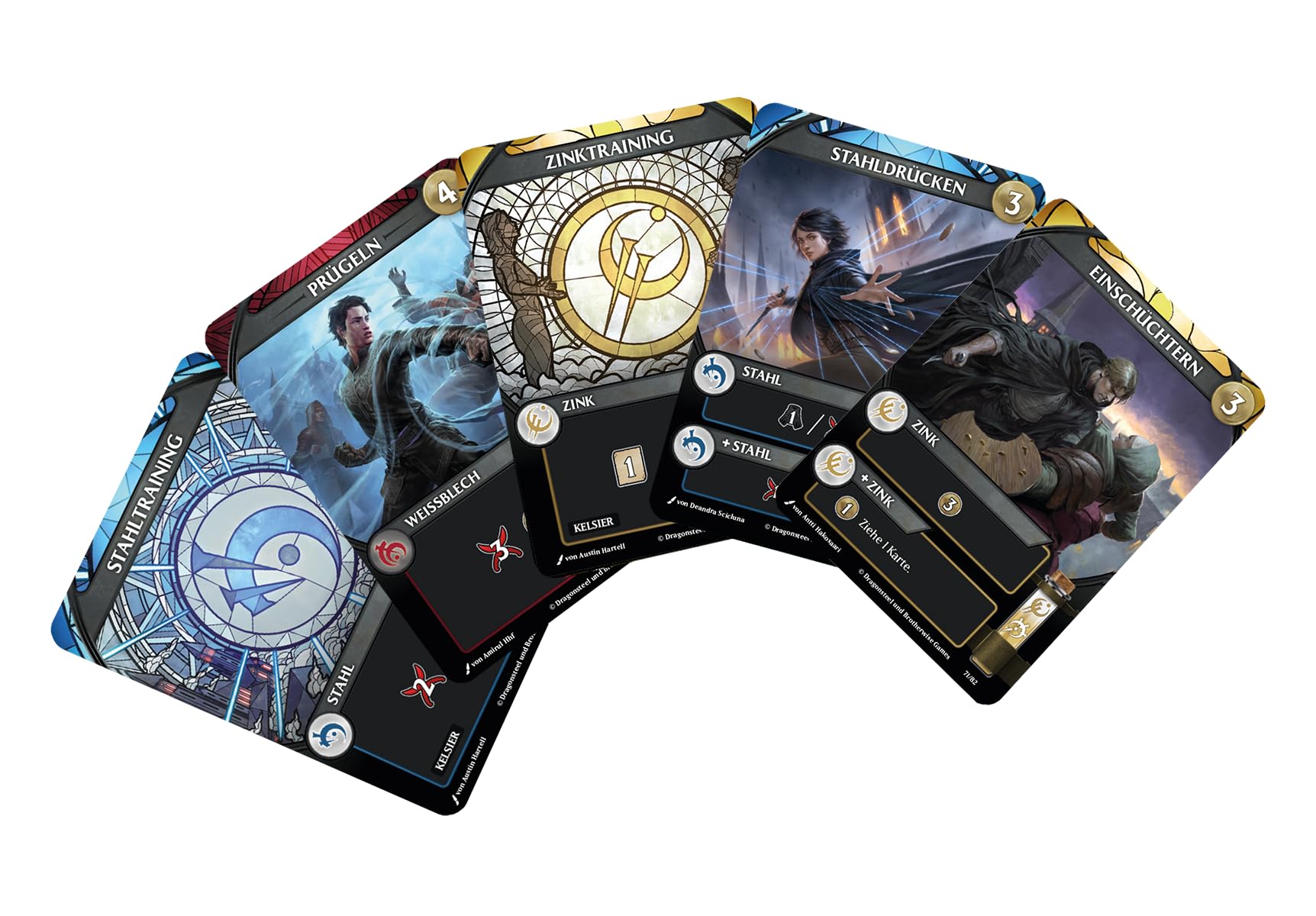 Brotherwise Games, Mistborn: Gra w gry w talii, wersja DE, strategiczna gra koneserów dla 1-4 graczy w wieku od 13 lat, wciągająca gra z 30-60 minutami gry na grę