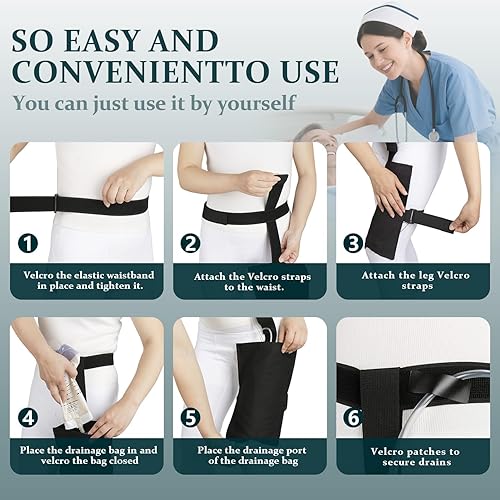 Miniatura 6 de Juego de 20 bolsas de drenaje urinario, 20 bolsas urinarias de 67.6 fl oz, 1 soporte para bolsa de catéter que no se cae, bolsas de catéter con