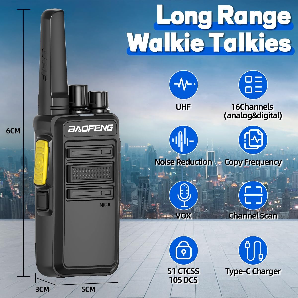 Walkie Talkies Long Range for Adults Two Way Radios with Earpieces,Encrypted 2 Way Radios Rechargeable UHF Handheld Walkie Talkies Walky Talkie with VOX and USB-C Charger for Hunting Camping,4Pack