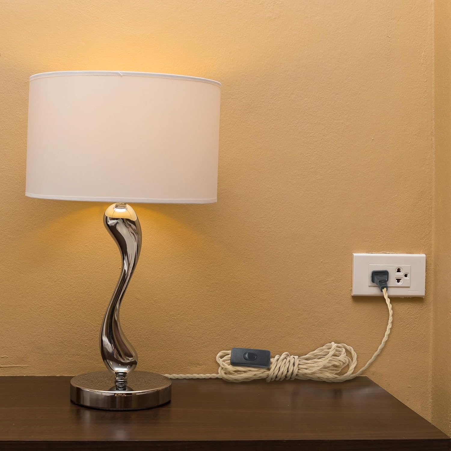 Twisted Cloth Covered Lamp Cord with Switch and Plug, 18AWG Fabric Electrical Cord Plug in Pendant Light Cord Lamp Twisted Wire Lamp Cord Replacement Stripped Ends Ready for Wiring (25 ft) image 5 of 8 B0DLZXMFXD