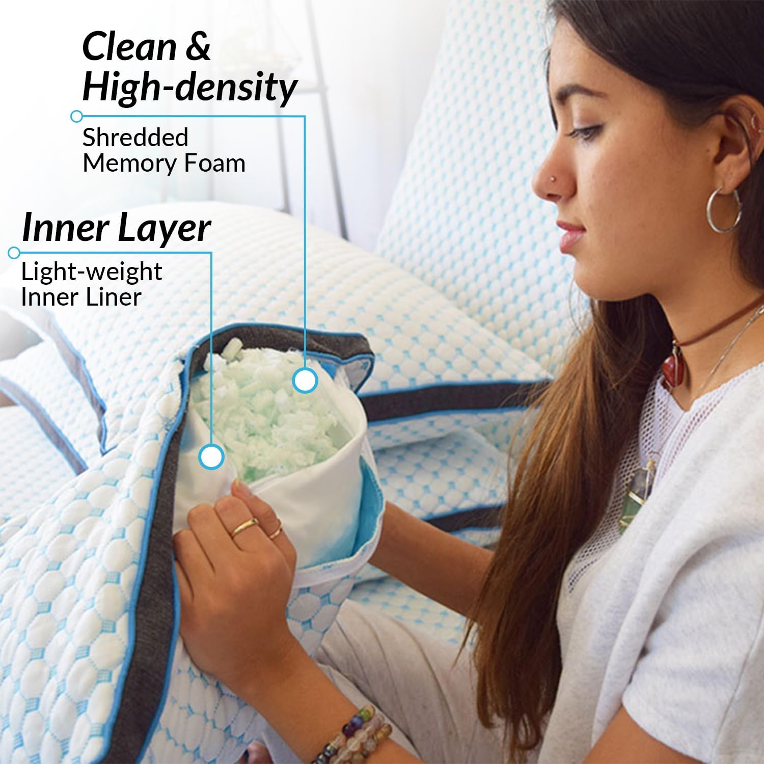 Queen Adjustable Cooling Gel Memory Foam Pillow