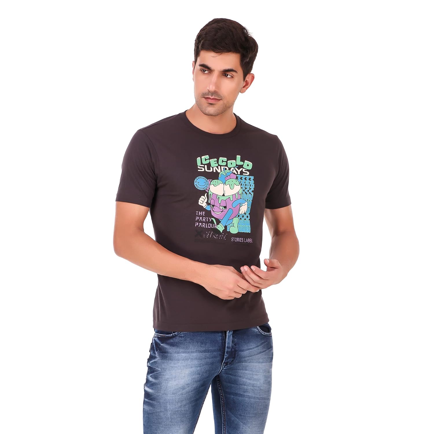 Stories.Label Cotton Printed T-Shirts for Men in Regular Fit and Round Neck