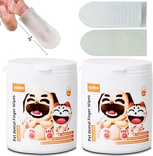 yadee Dog Teeth Cleaning Finger Wipes, 100Pcs Dog Dental Wipes for Teeth, Presoaked Dog Oral Care for Dogs & Cats, Freshen Breath, Reduce Plaque & Tartar, No Brushing