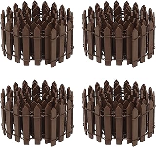 4PCS 35Inch Brown Picket Fence - Miniature Fairy Garden Decor, Plant Pots & DIY Crafts (Durable Wooden Decorative Fence)