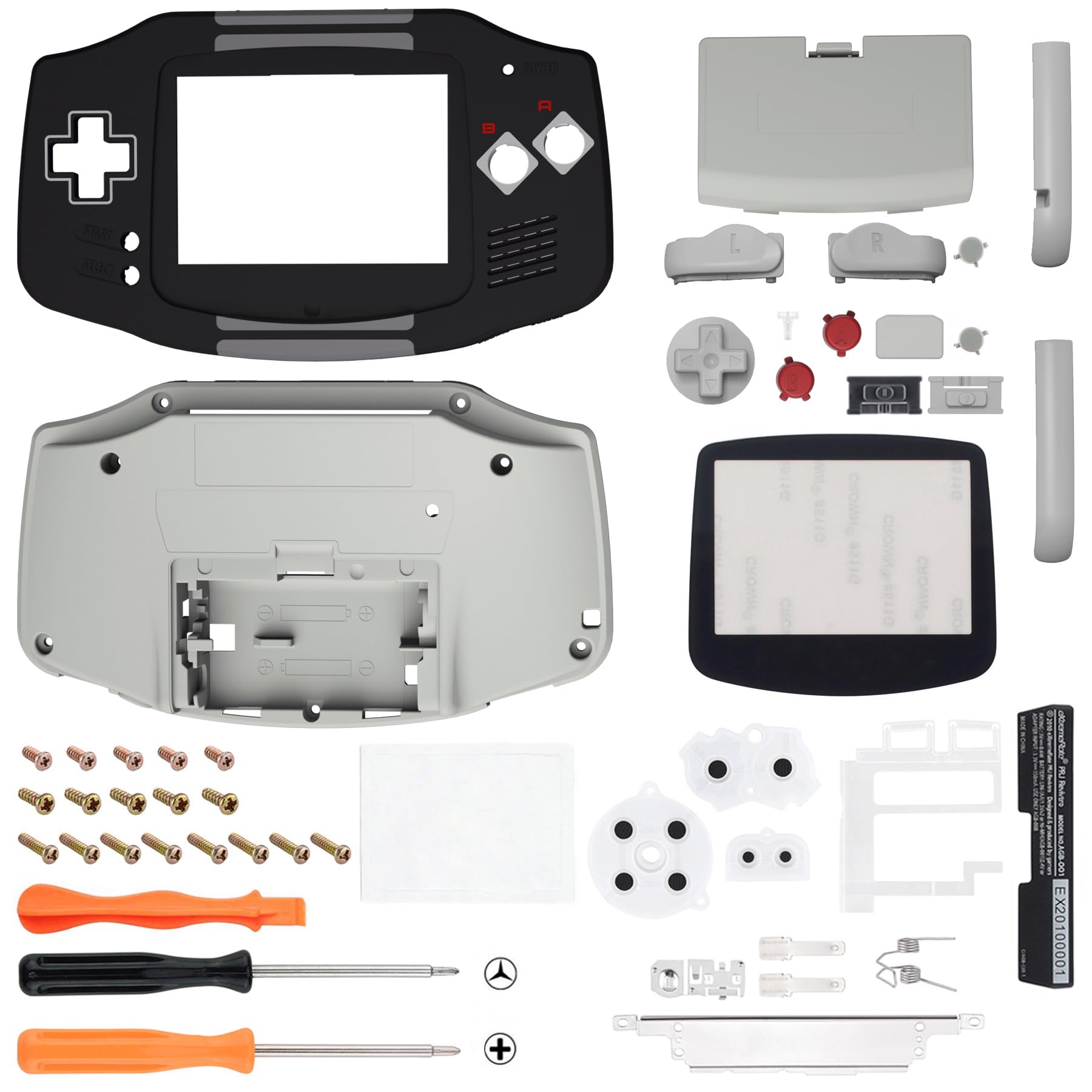 eXtremeRate Cover Tasti Custodia Scocca Pulsanti Shell Ricambio per Gameboy Advance GBA Console-Compatibile con IPS & Standard LCD-NON Include Console&IPS Schermo(Stile NES)