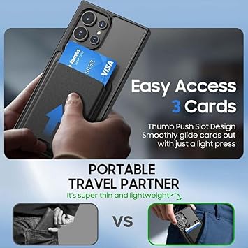 PSR Aksesuar Samsung Galaxy S25 Ultra Uyumlu M-Safe Kablosuz Şarj Destekli Mat Kılıf + MagSafe Kartlıklı Cüzdan - Tam Koruma Seti (Siyah, Samsung Galaxy S25 Ultra)