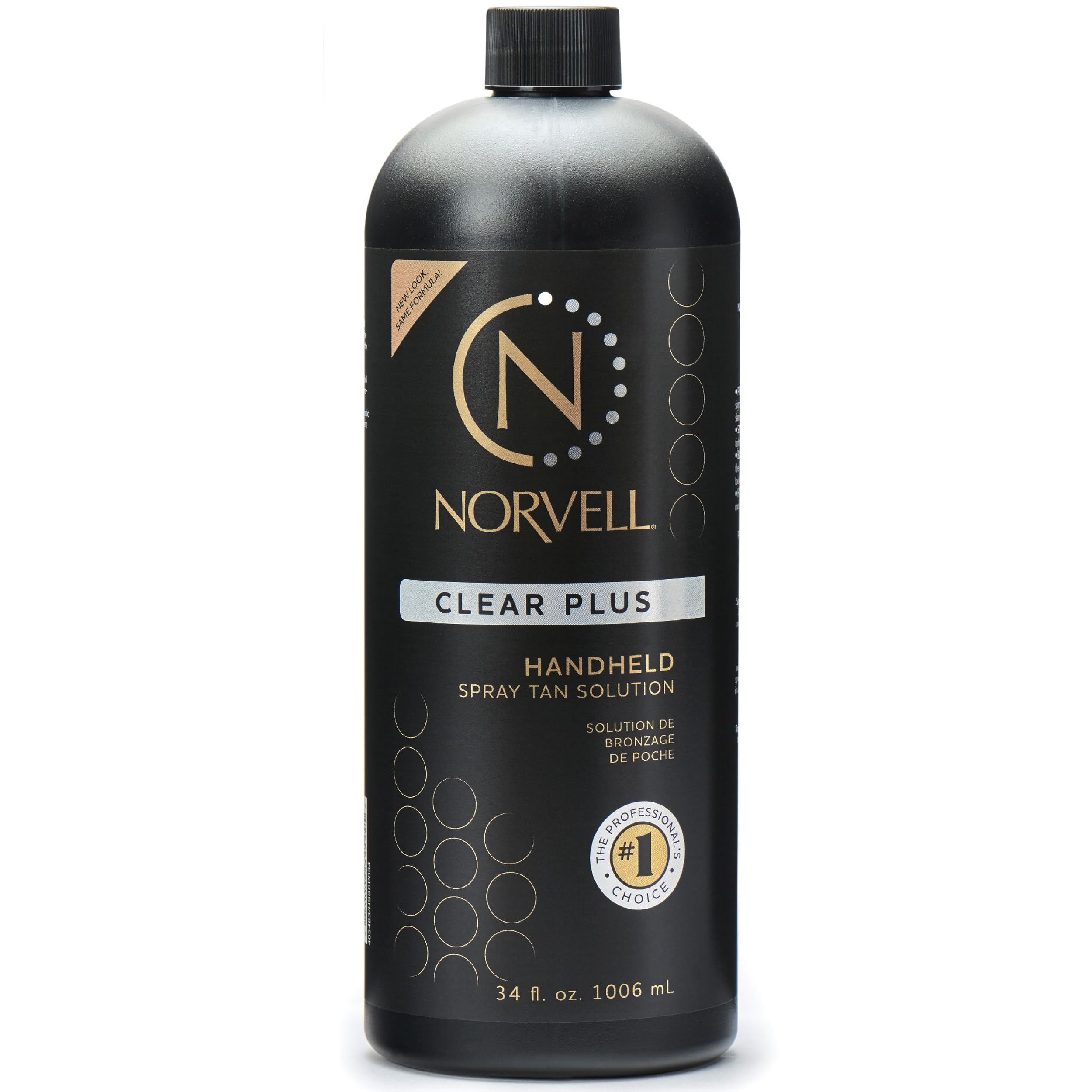 Norvell Premium Spray Tan Solution Clear Plus 1 liter – Professional Sunless Tanning Formula for Natural Bronze Glow, Streak Free, Fast Drying, Long Lasting Color