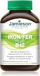 Jamieson Chewable Iron 18 mg Plus Vitamin B12 1,000 mcg Tropical Mango Lime Flavour, Helps Prevent Iron Deficiency, and Supports Natural Energy. Vegetarian, Gluten-Free, No Artificial Colours, Flavours, or Preservatives, 45 Chewable Tablets