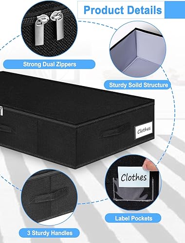 Miniatura 7 de Bolsas de almacenamiento debajo de la cama con cremallera, contenedores de almacenamiento debajo de la cama de 7 pulgadas de alto con lados e parte