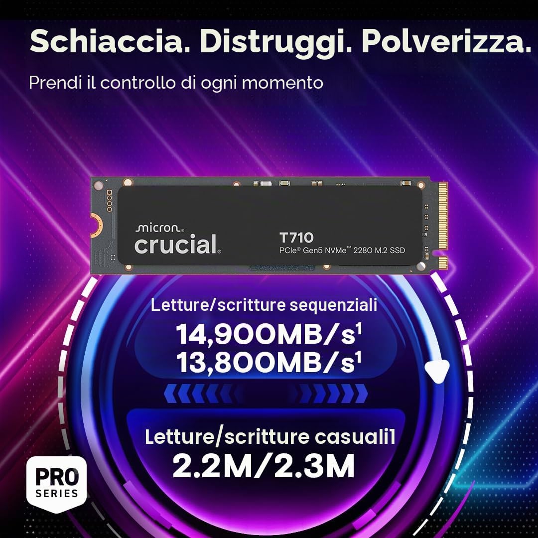 Crucial T710 - SSD - verschl?sselt - 1 TB - intern - M.2 2280 - PCI Express 5.0 (NVMe)
