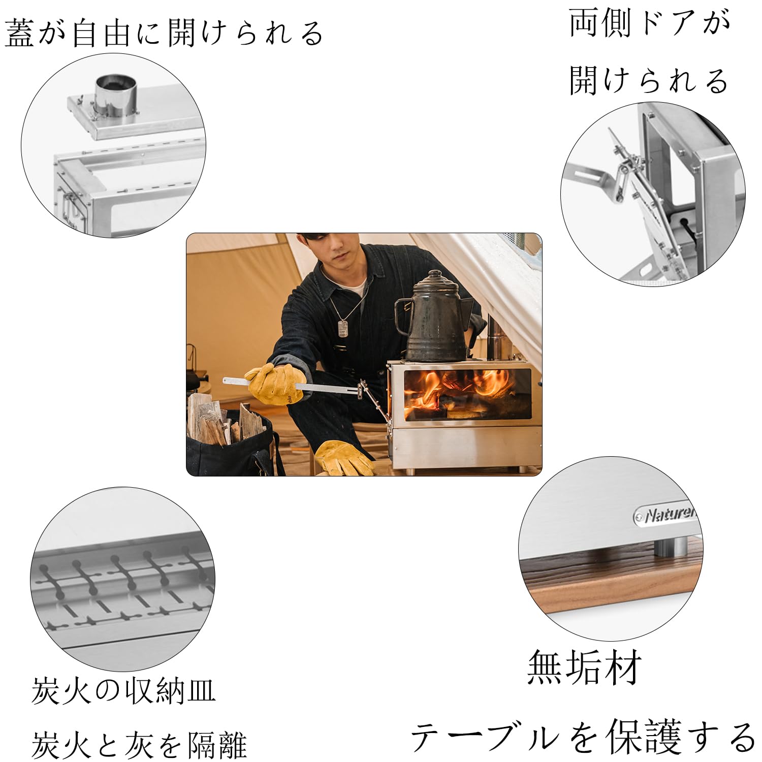 Amazon.co.jp: Naturehike 薪ストーブ テーブルストーブ 軽量