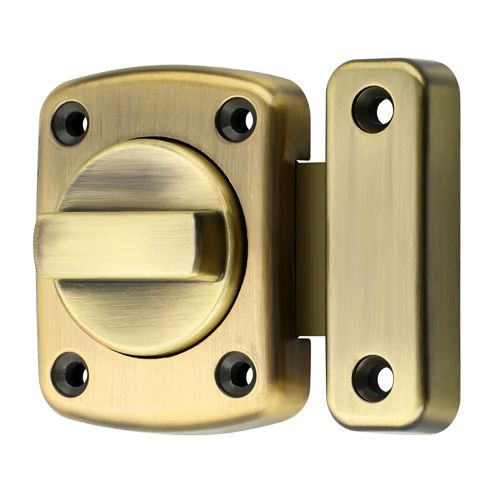 SAYAYO Bathroom Latch Rotate Bolt Gate Latch Door Lock Double-Sided Rotating Bolt with Fixed Screw Antique Bronze Finish, 65x70MM