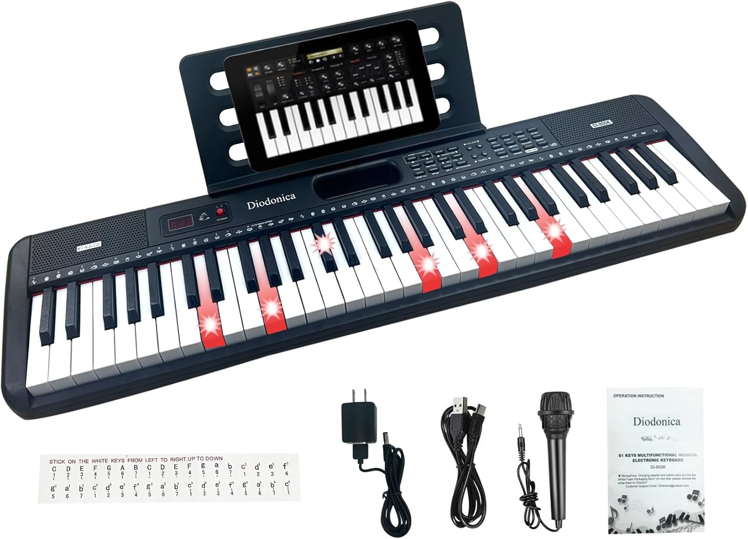 Digital Piano Keyboard, Electric Musical Instrument black 61 keys