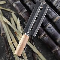 Vista 6 de Cuchillo pelador de caña de azúcar, cortador de pelado de caña de azúcar de acero de alto carbono con mango de madera antideslizante, pelador