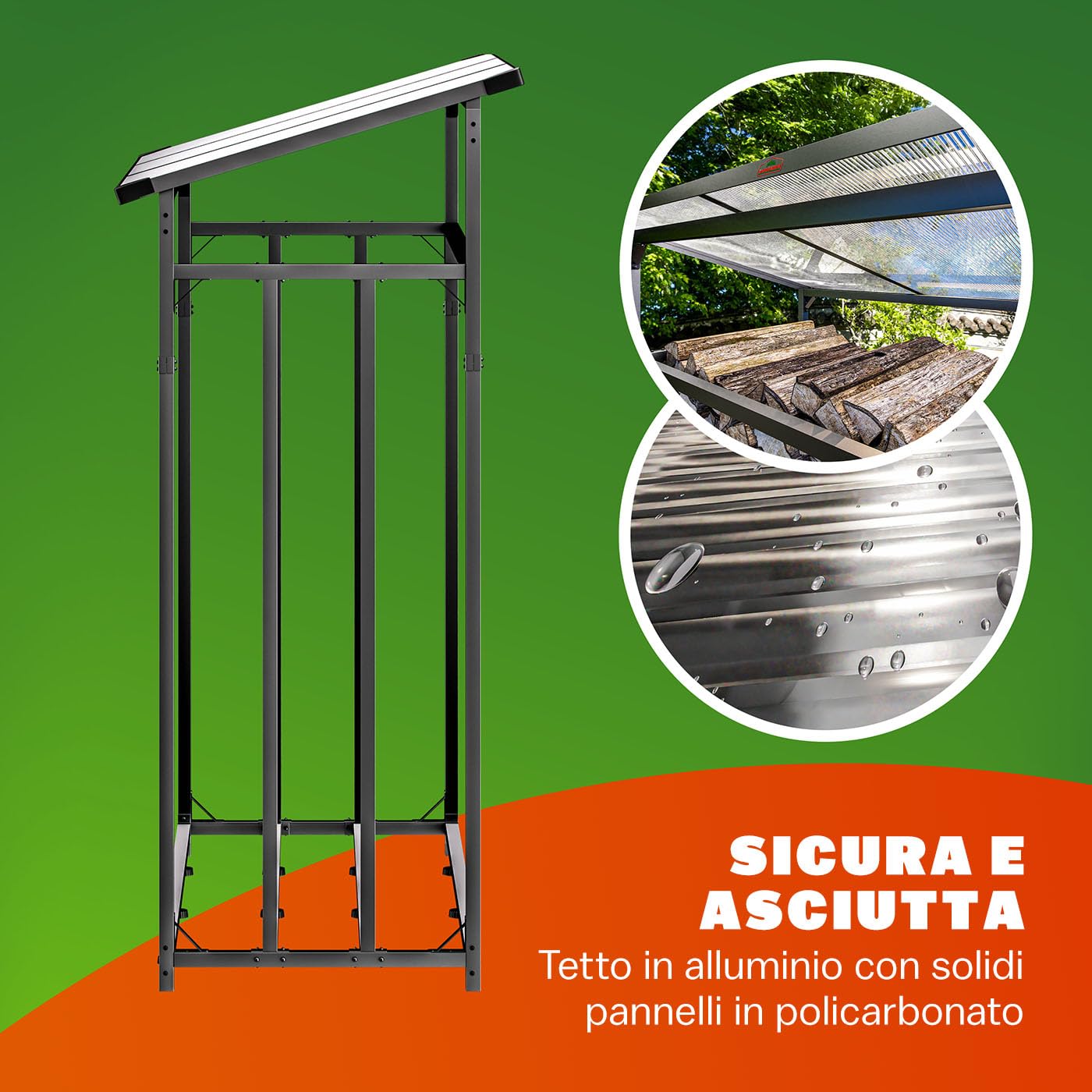 Gardebruk® Legnaia da Esterno 2,3 m³ 70Px163lx198H cm Tetto Copertura Protettiva Portalegna Rastrelliera Legno Camino Telo Giardino Borsa per Trasporto