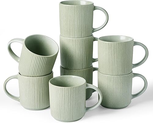 Miniatura 23 de famiware Star - Juego de tazas de café para 4 unidades, 12 onzas, con asa, para café, té, cacao, leche, cerámica, color blanco Blanco