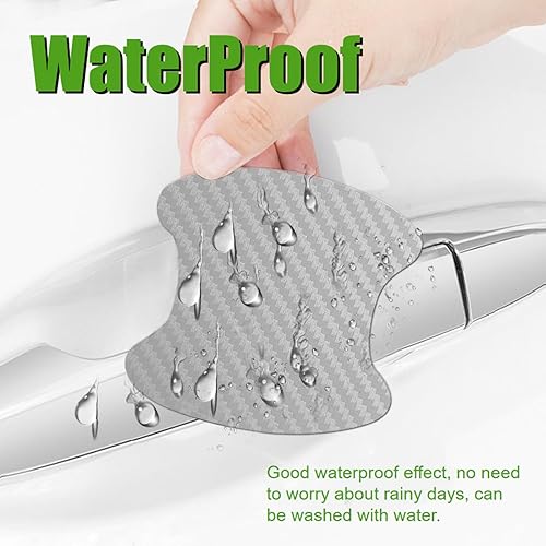 Miniatura 4 de WSSROGY 20 piezas de fibra de carbono antiarañazos para manija de puerta de coche, protector de vasos, película protectora universal para la mayoría