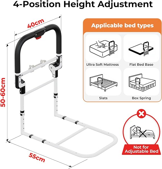 Frost IX Foldable Bed Guard: 62 * 62 * 42cm, Bed Rail for elderly/children.