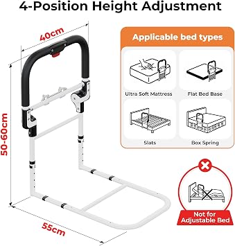Frost IX Foldable Bed Guard: 62 * 62 * 42cm, Bed Rail for elderly/children.