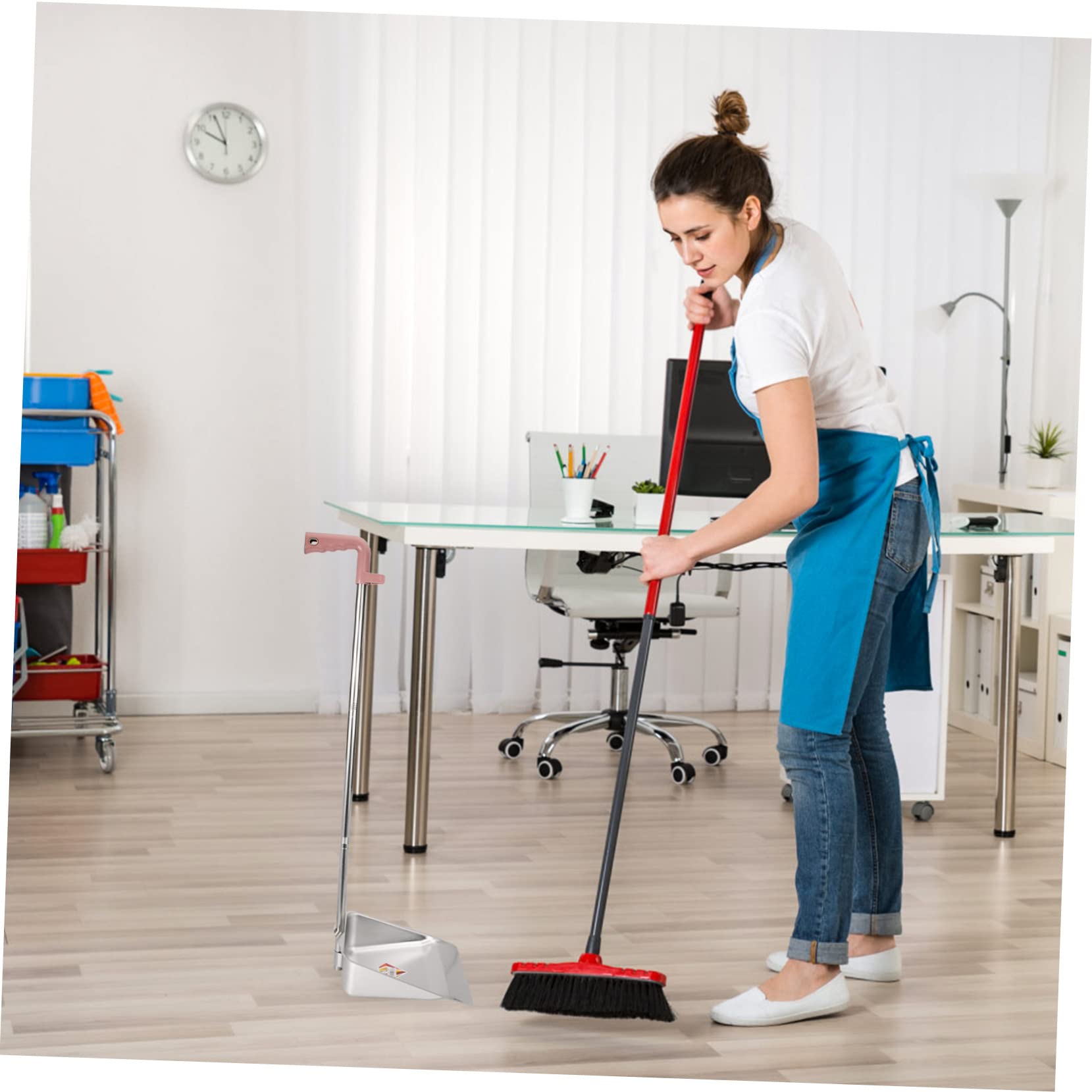 PRETYZOOM Recogedor Con Mango Largo: Recogedor Vertical Metal Resistente Recogedor Pie Con Mango Largo Recogedor Pala Acero Inoxidable Para El Vestíbulo Del Hogar Tienda Garaje