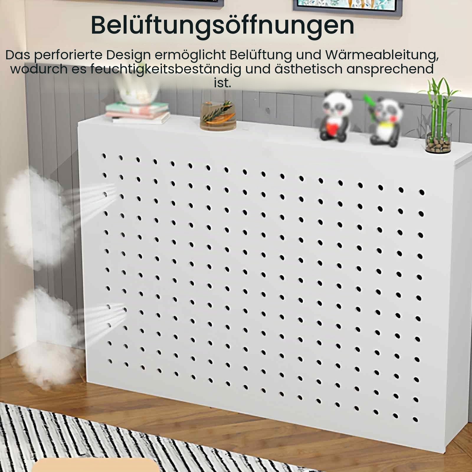 Heizkörperverkleidung für Zuhause, Moderne Heizungsverkleidung aus Holz Verbergen Unansehnliche Heizkörper und Wasserleitungen mit Belüftungslöchern(White,90x70x20cm/35x28x8in)