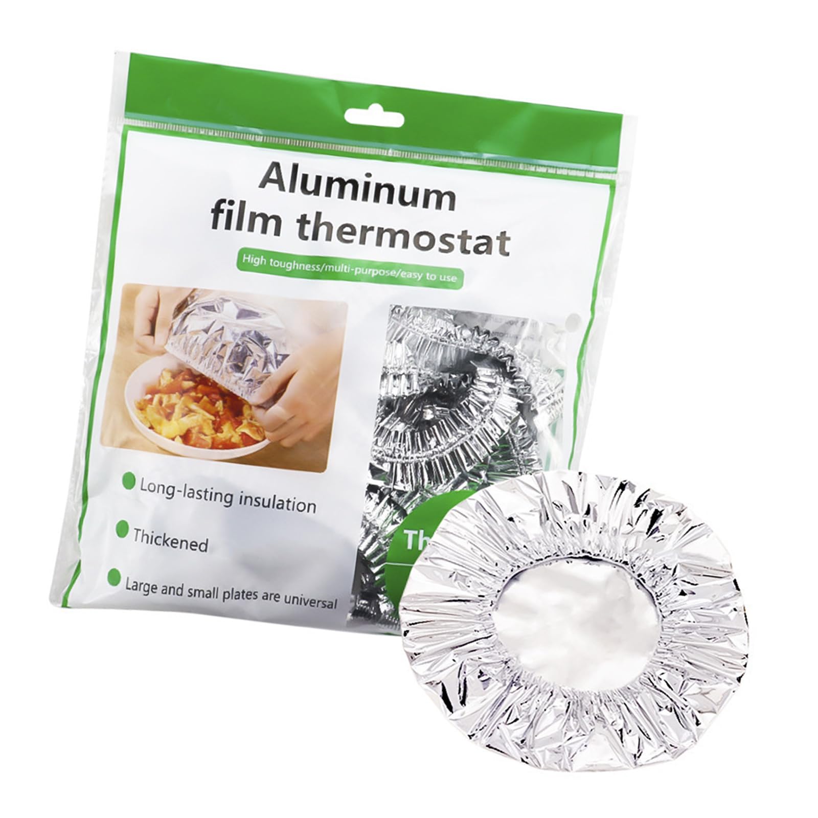 Mekalero 40Pcs Stretchable Aluminum Foil Covers Set Heat Preservation Fits Round Plates Takeout Container For Outdoor Picnics Parties Elastic Stretch Lid