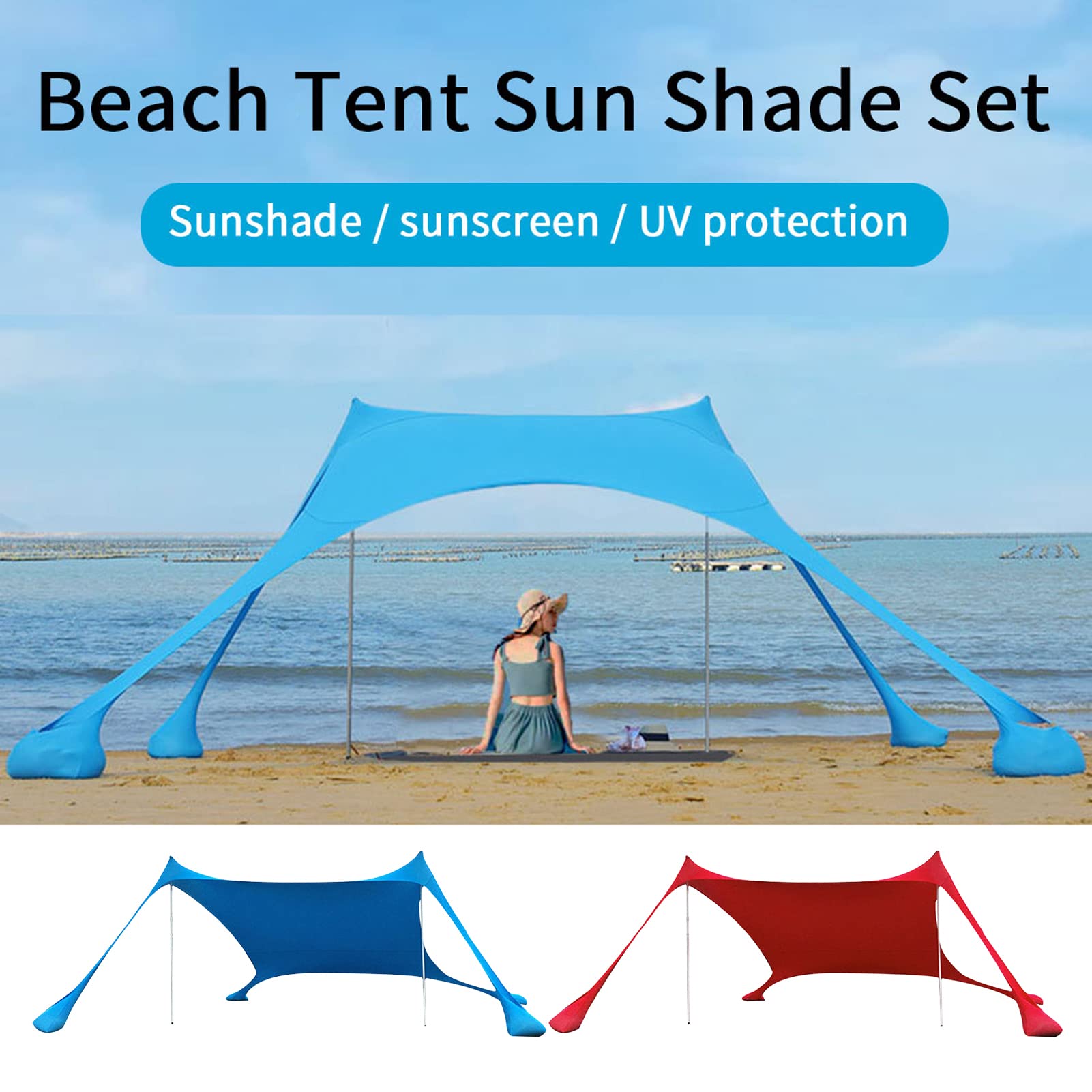 Pare-soleil de plage portable léger 1,7 kg pour le camping, la pêche et le jardin
