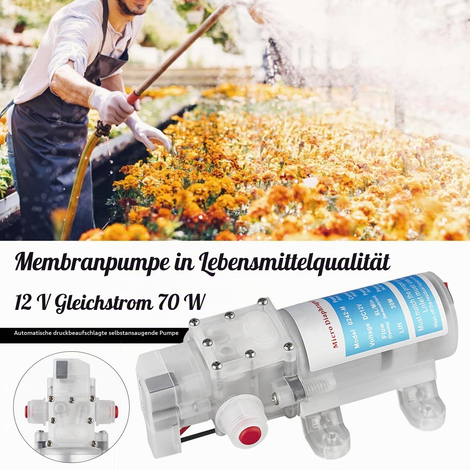 Wasserpumpe, Bierpumpe, Membranpumpe, Wein-Transferpumpe, Elektrische Weinförderpumpe Selbstansaugende Pumpe Geschwindigkeit Einstellbar mit Schlauch und Filtern zum Pumpen von Wein Bier