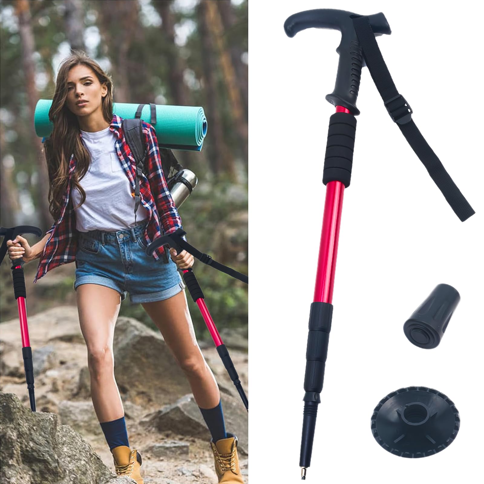 Bastoni Trekking Telescopico Bastone da Trekking di Alluminio Bastoni da Trekking Pieghevoli,Utilizzati per Viaggi All'Aperto,Escursioni in Montagna e Altri Sport