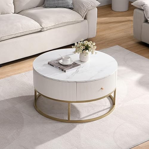 Miniatura 18 de Mesa de centro redonda para sala de estar, centro circular pequeño de madera maciza, diseño moderno, muebles para el hogar, mesa de centro para sala