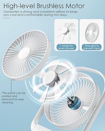 Miniatura 3 de AceMining Ventilador de escritorio, ventilador pequeño silencioso, ventilador USB con luz nocturna, ventilador de mesa, enchufe eléctrico,